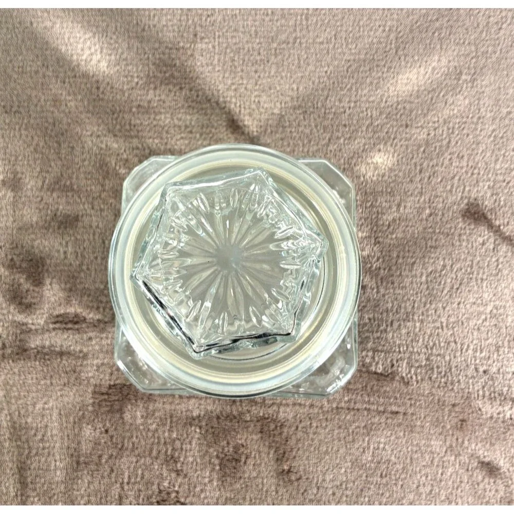 Vintage Clear Glass Apothecary Candy Cookie Storage Jar Canister w Lid 7 Inch